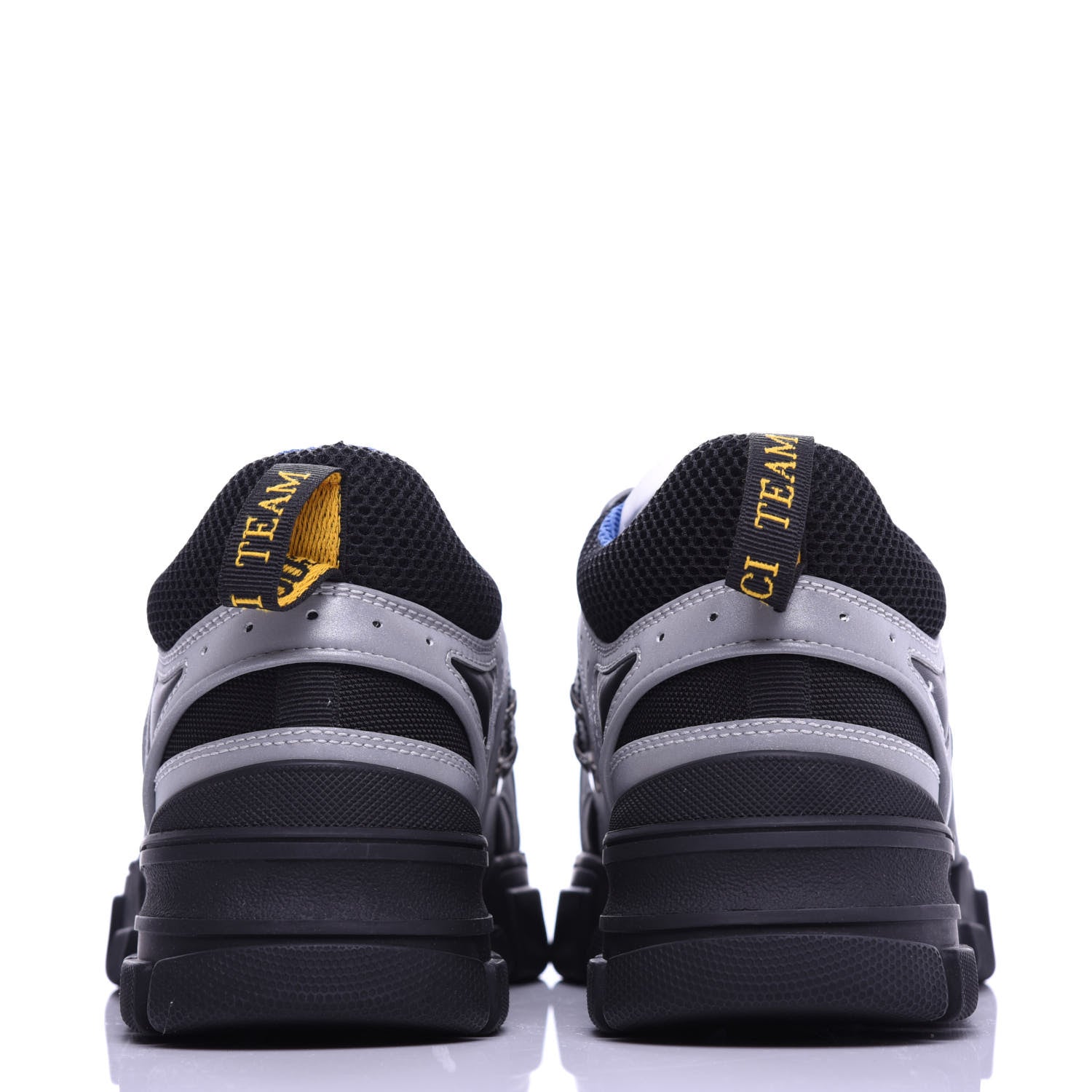 Gucci X SEGA Mesh Technical Canvas Calfskin Reflective Mens Flashtrek Sneakers 9 Silver Black 6 of 8