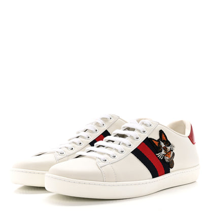 Gucci Calfskin Web Bosco Embroidered Ace Sneakers 38 White 3 of 11