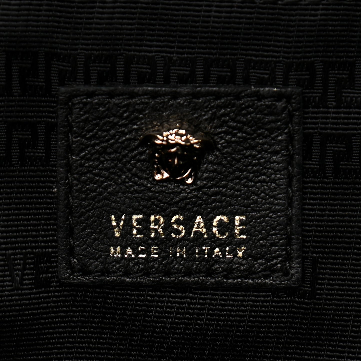 Nylon Goatskin Studded Palazzo Medusa Backpack Black