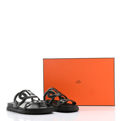 Hermes Nappa Extra Sandals 36 Black 10 of 10