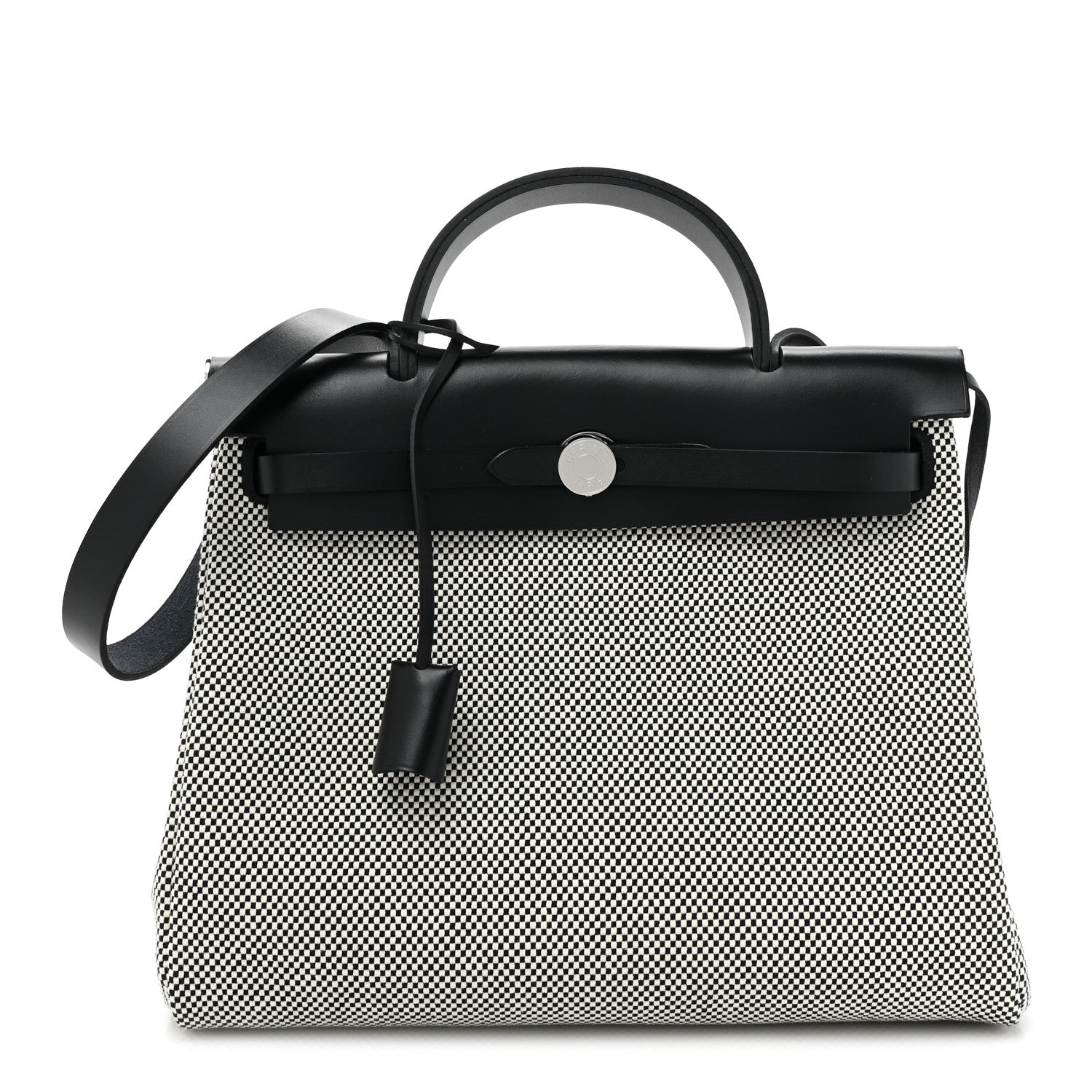 Hermes Vache Hunter Criss Viking Herbag Zip Retourne 31 PM Ecru Black 3 of 11