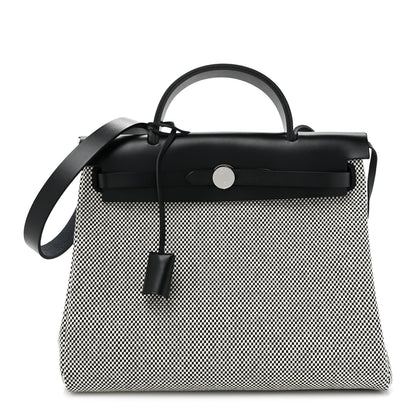 Hermes Vache Hunter Criss Viking Herbag Zip Retourne 31 PM Ecru Black 3 of 11