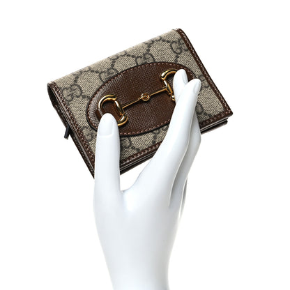 Gucci GG Supreme Monogram Horsebit 1955 Card Case Wallet Beige Ebony Brown Sugar 2 of 11