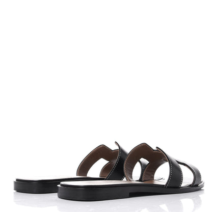Hermes Box Calfskin Oran Sandals 36 Black 4 of 10