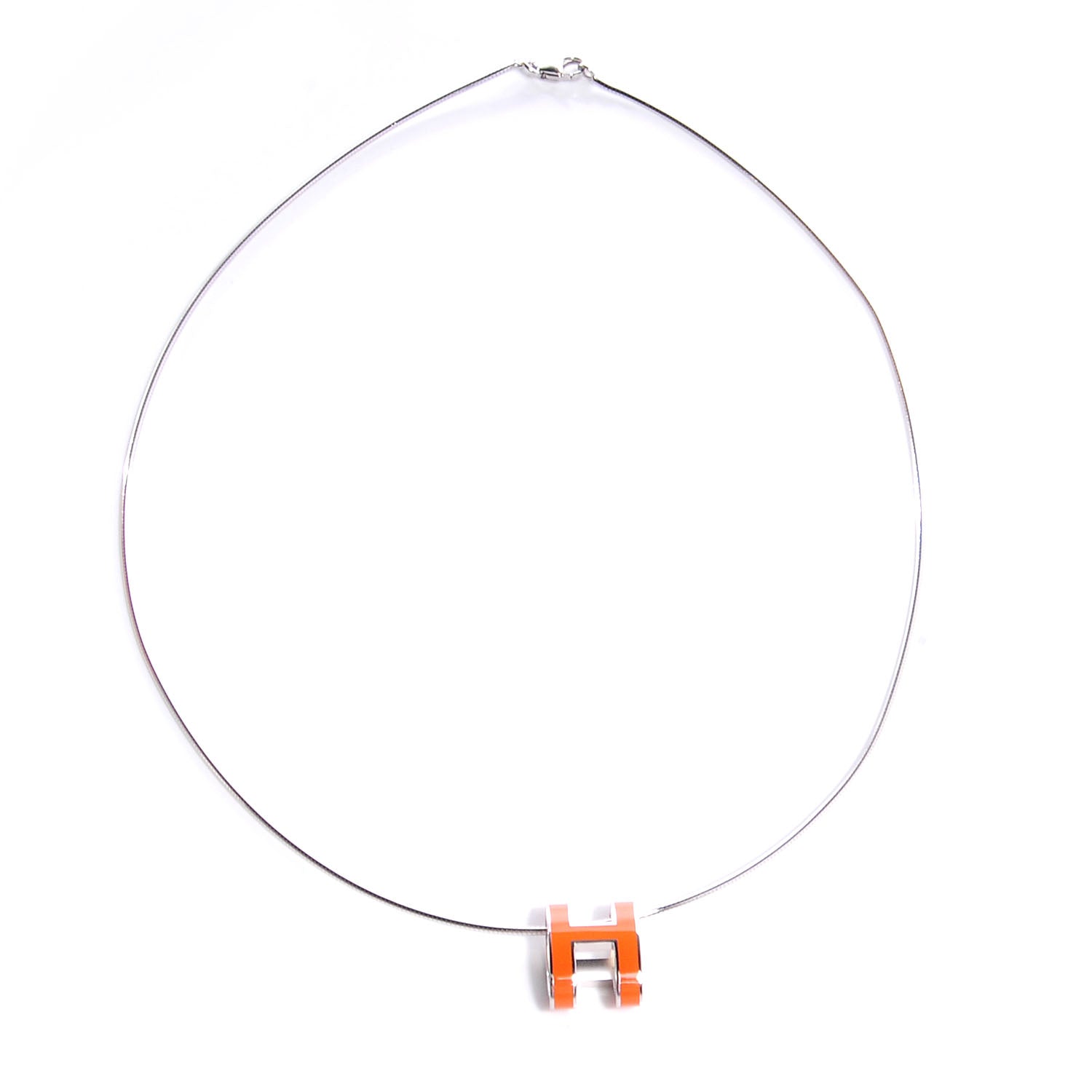 Hermes Silver and Palladium Pop H Necklace Orange 3 of 5