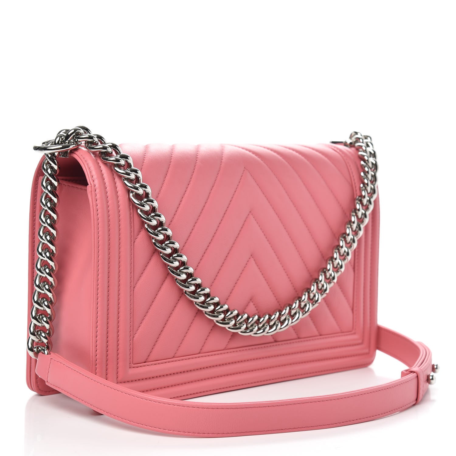 Chanel Lambskin Chevron Quilted New Medium Boy Flap Pink 3 of 12