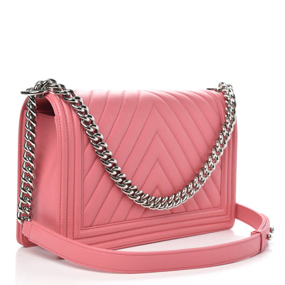 Chanel Lambskin Chevron Quilted New Medium Boy Flap Pink 3 of 12
