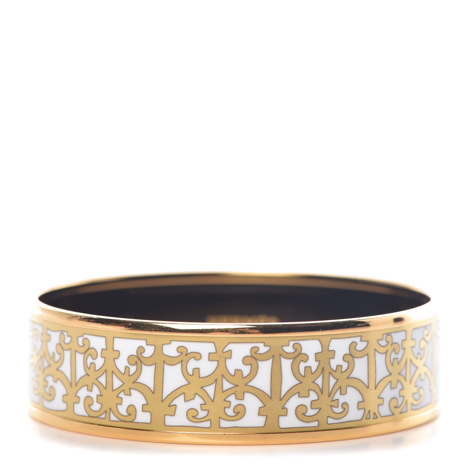 Hermes Enamel Printed Wide Balcons du Guadalquivir Bracelet 65 Gold 1 of 5