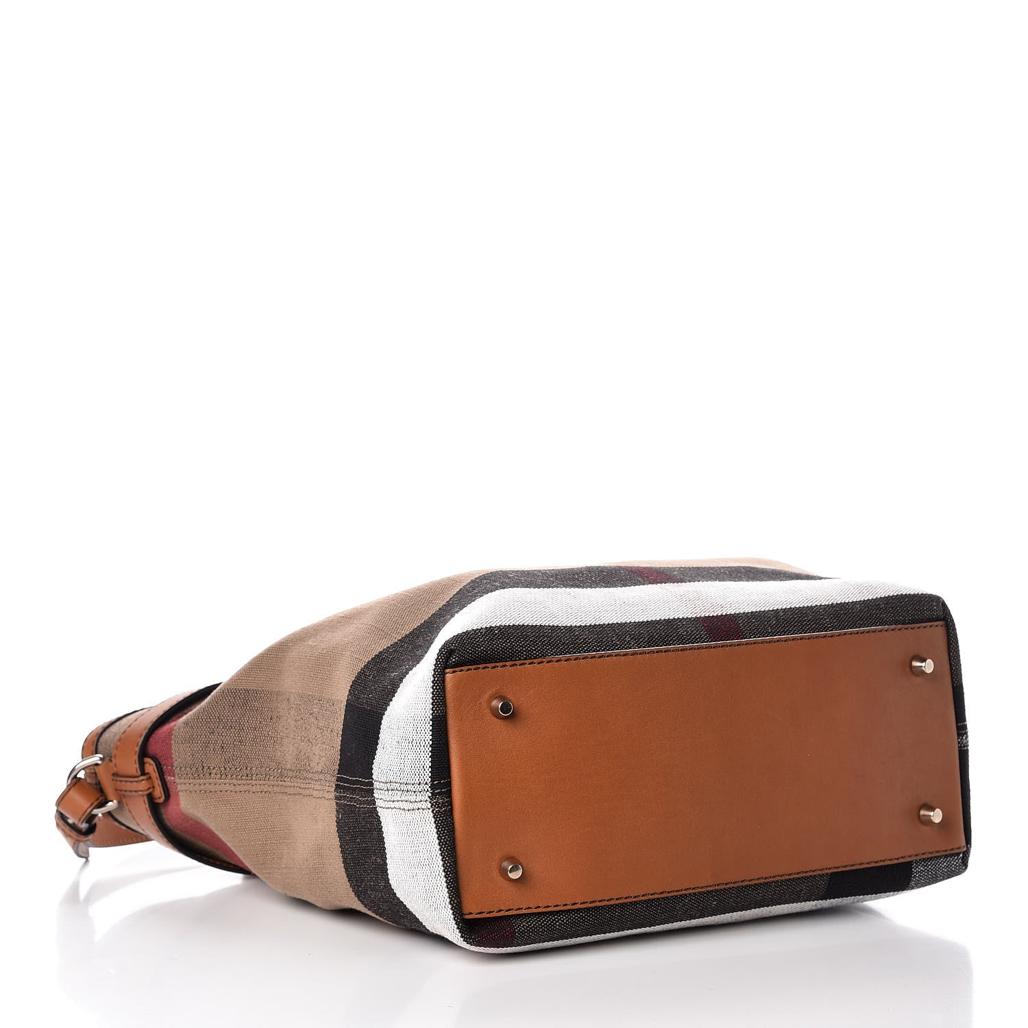 Burberry Canvas Mega Check Medium Traveler Tote Saddle Brown 5 of 11