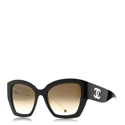 Chanel Acetate Square Sunglasses 6058 Black White 1 of 9