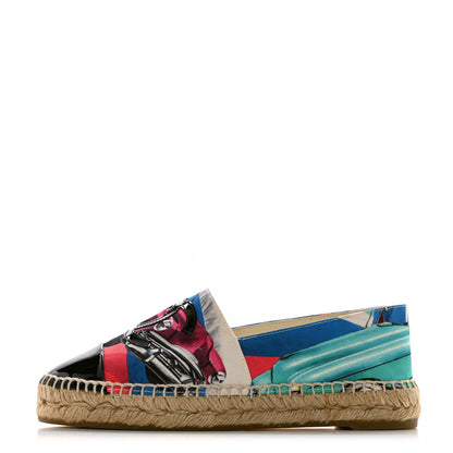 Chanel Fabric Patent CC Espadrilles 37 Multicolor Black 1 of 10