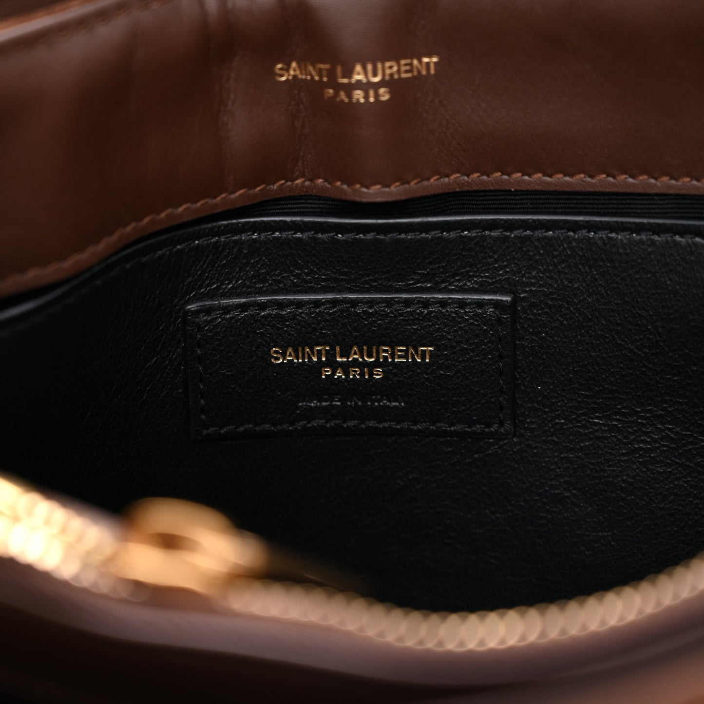 Suede Calfskin Y Quilted Monogram Small Loulou Chain Satchel Bark Brown