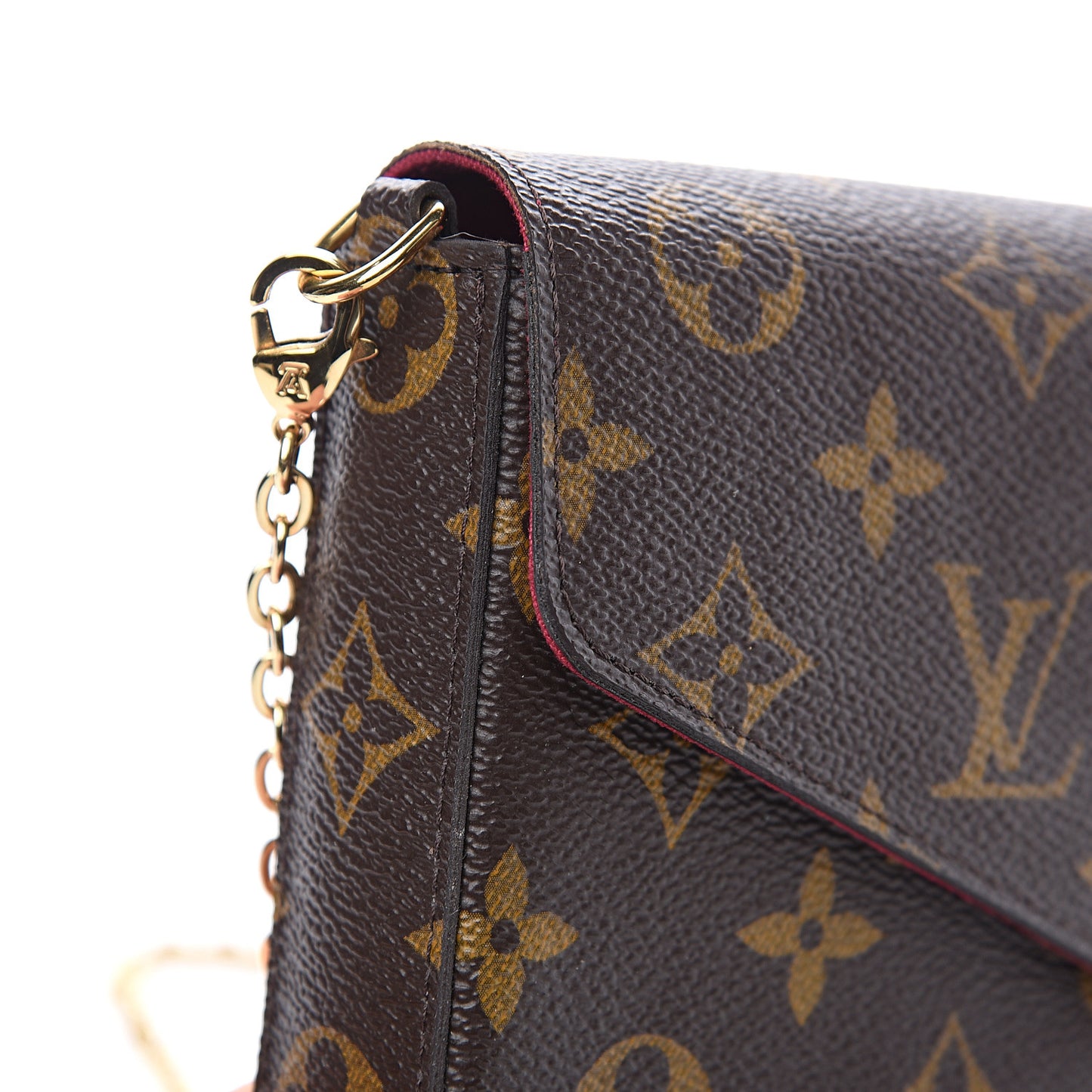 Monogram Pochette Felicie Chain Wallet Fuchsia