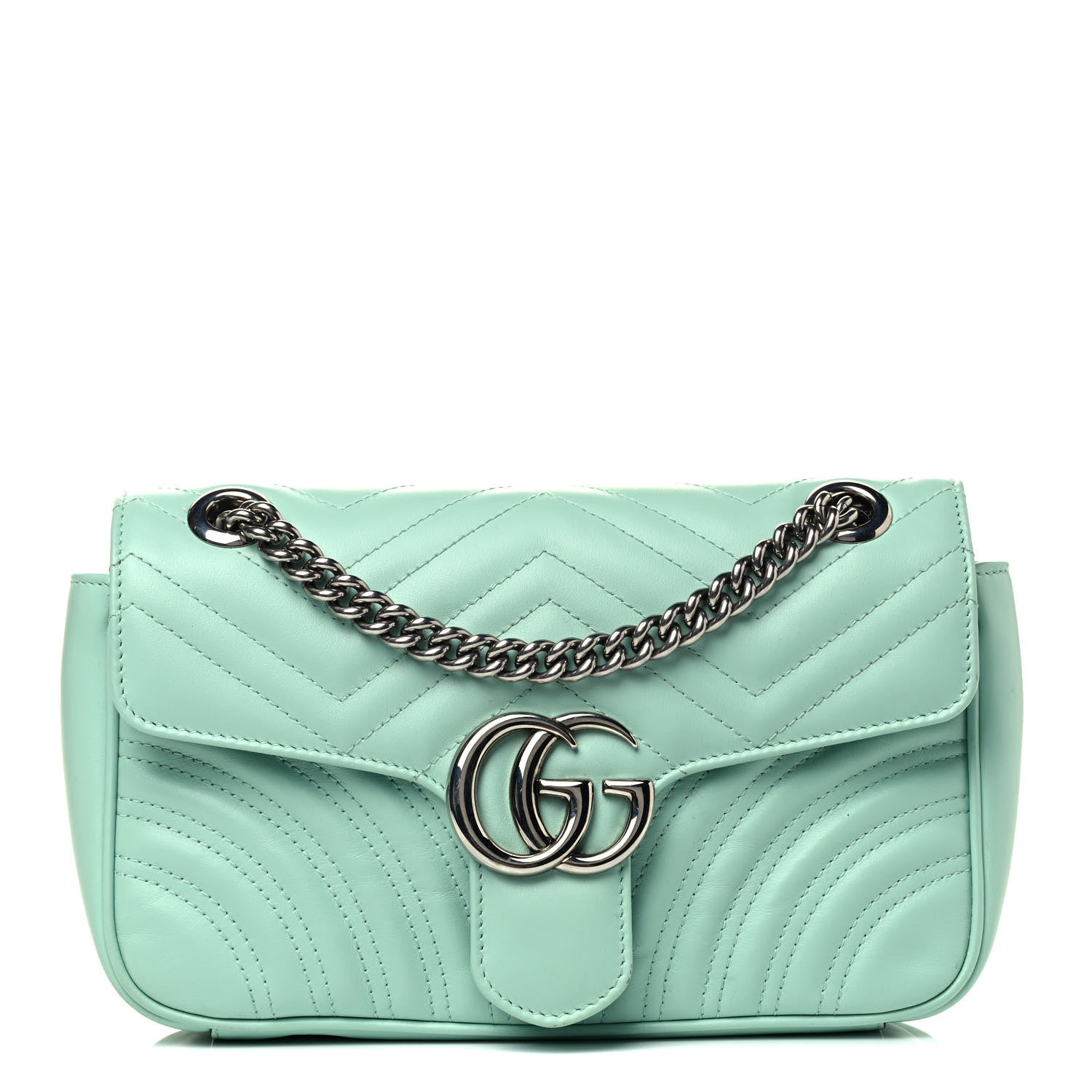 Gucci Calfskin Matelasse Small GG Marmont Shoulder Bag Water Green 1 of 4