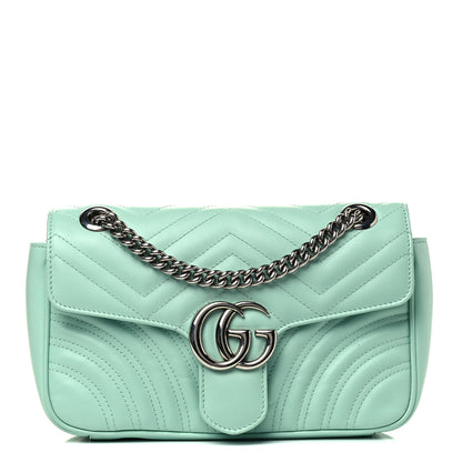 Gucci Calfskin Matelasse Small GG Marmont Shoulder Bag Water Green 1 of 4