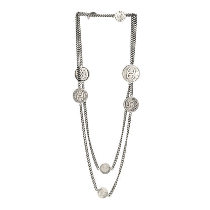Chanel Metal Coin Long Necklace Silver 3 of 5