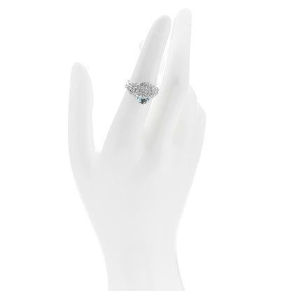 Gucci 18K White Gold Diamond Aquamarine Pave Lion Head Ring 52 6 2 of 6