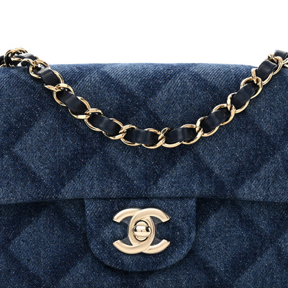 Chanel Printed Denim Quilted Mini Rectangular Flap Dark Blue 8 of 11