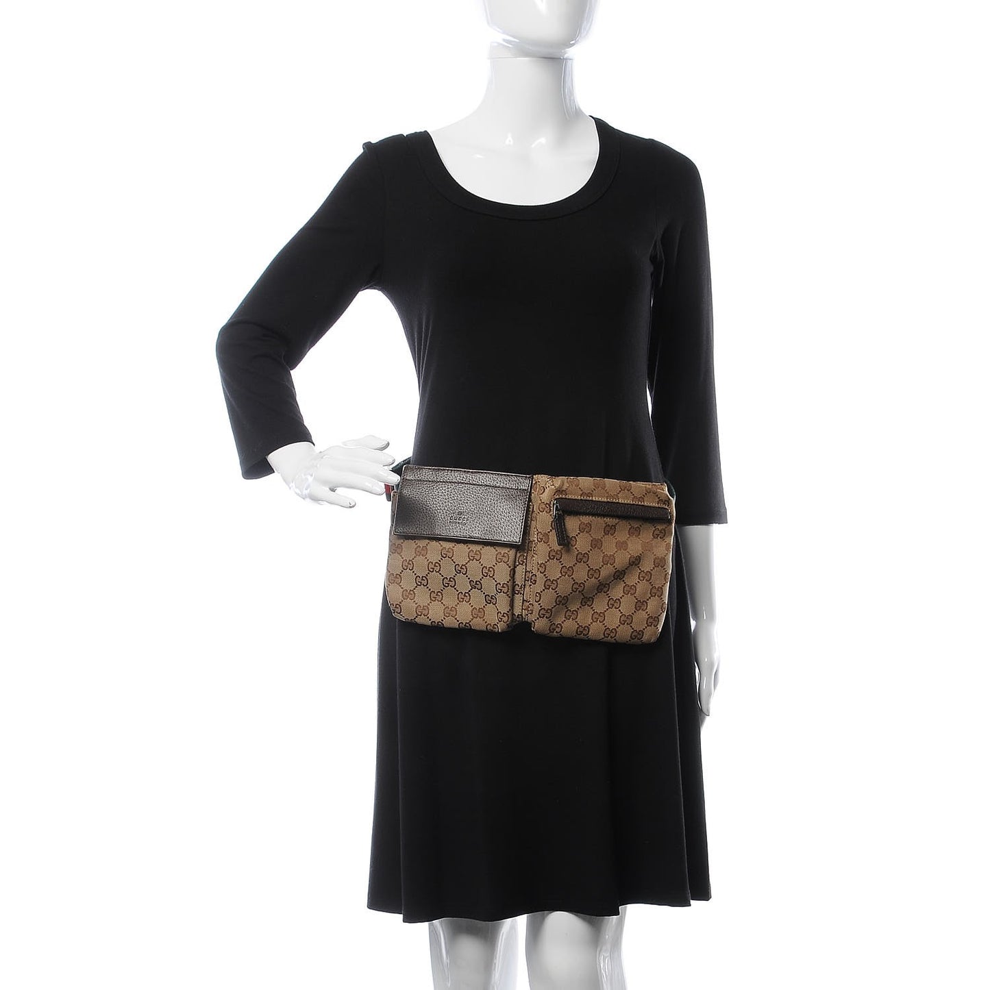 Monogram Web Belt Bag Dark Brown