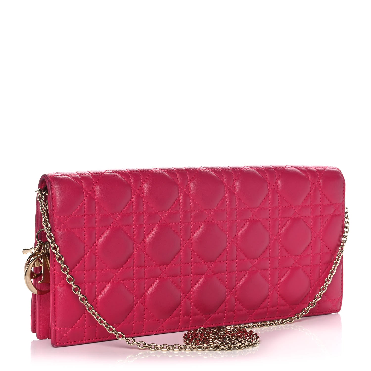 Christian Dior Lambskin Cannage Lady Dior Clutch Fuchsia 3 of 12