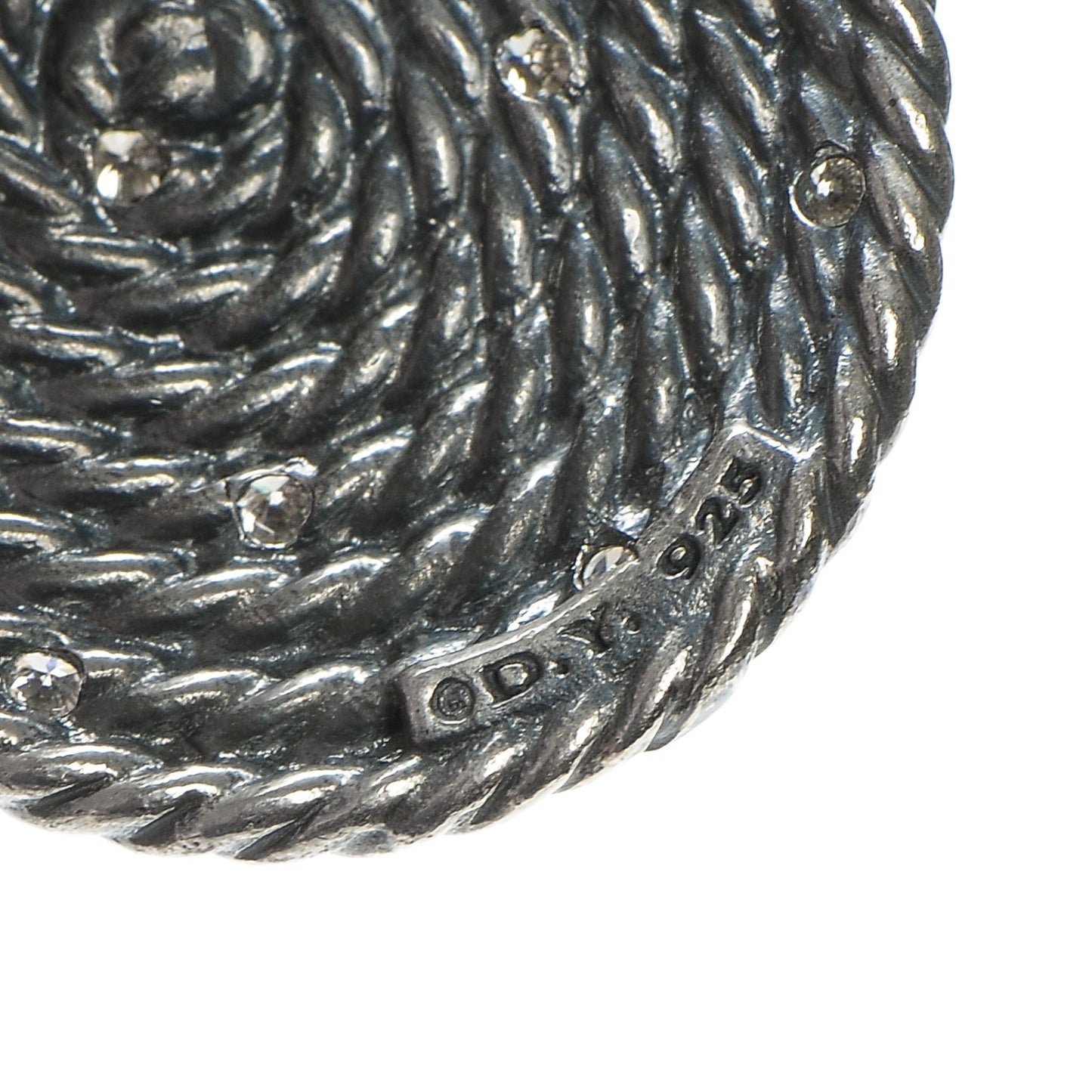 Sterling Silver Diamond 44mm Cable Coil Double Drop Earrings
