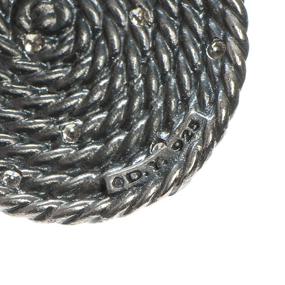 David Yurman Sterling Silver Diamond 44mm Cable Coil Double Drop Earrings 4 of 5