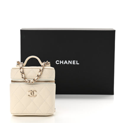 Chanel Caviar Quilted Small Handle With Care Vanity Case With Chain White 11 of 11