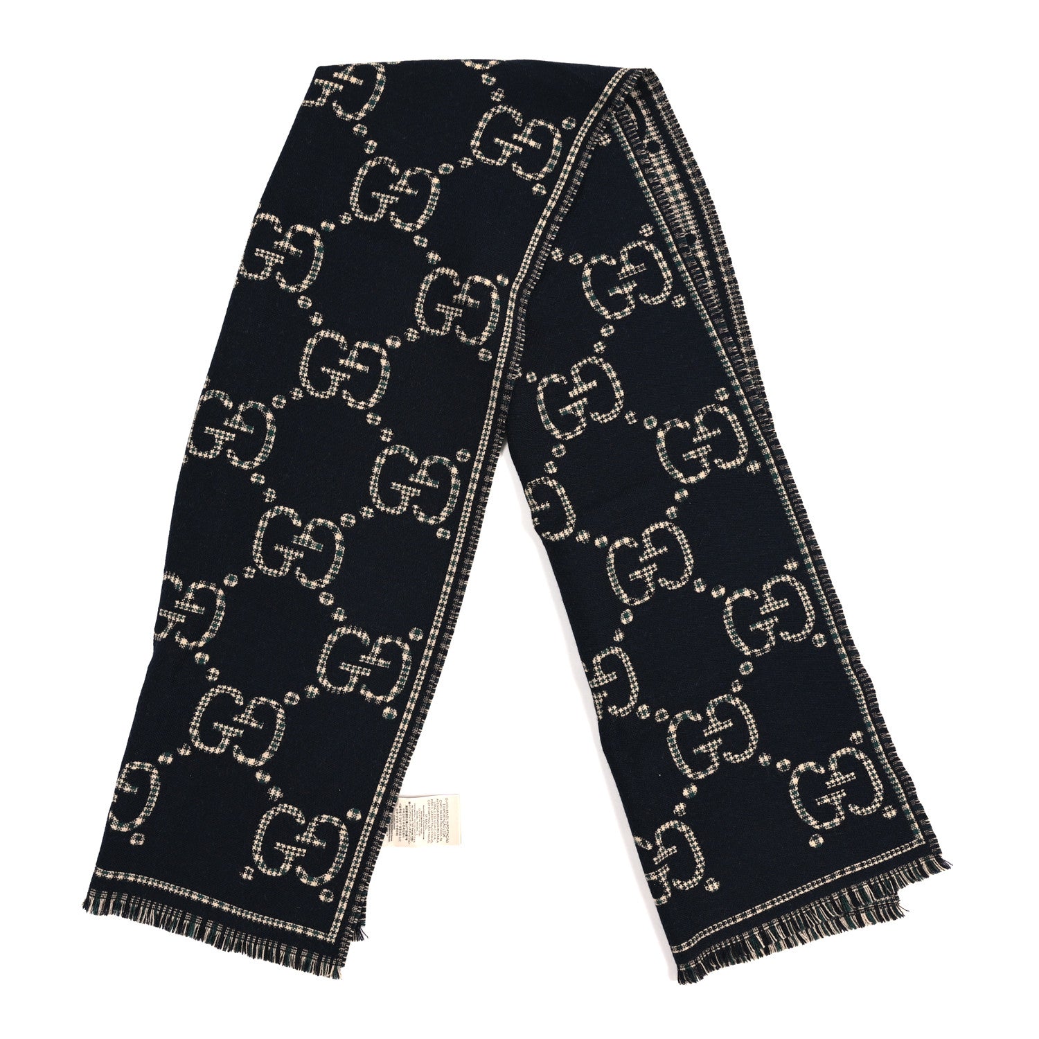 Gucci Wool Check GG Monogram Scarf Black Multicolor 1854801