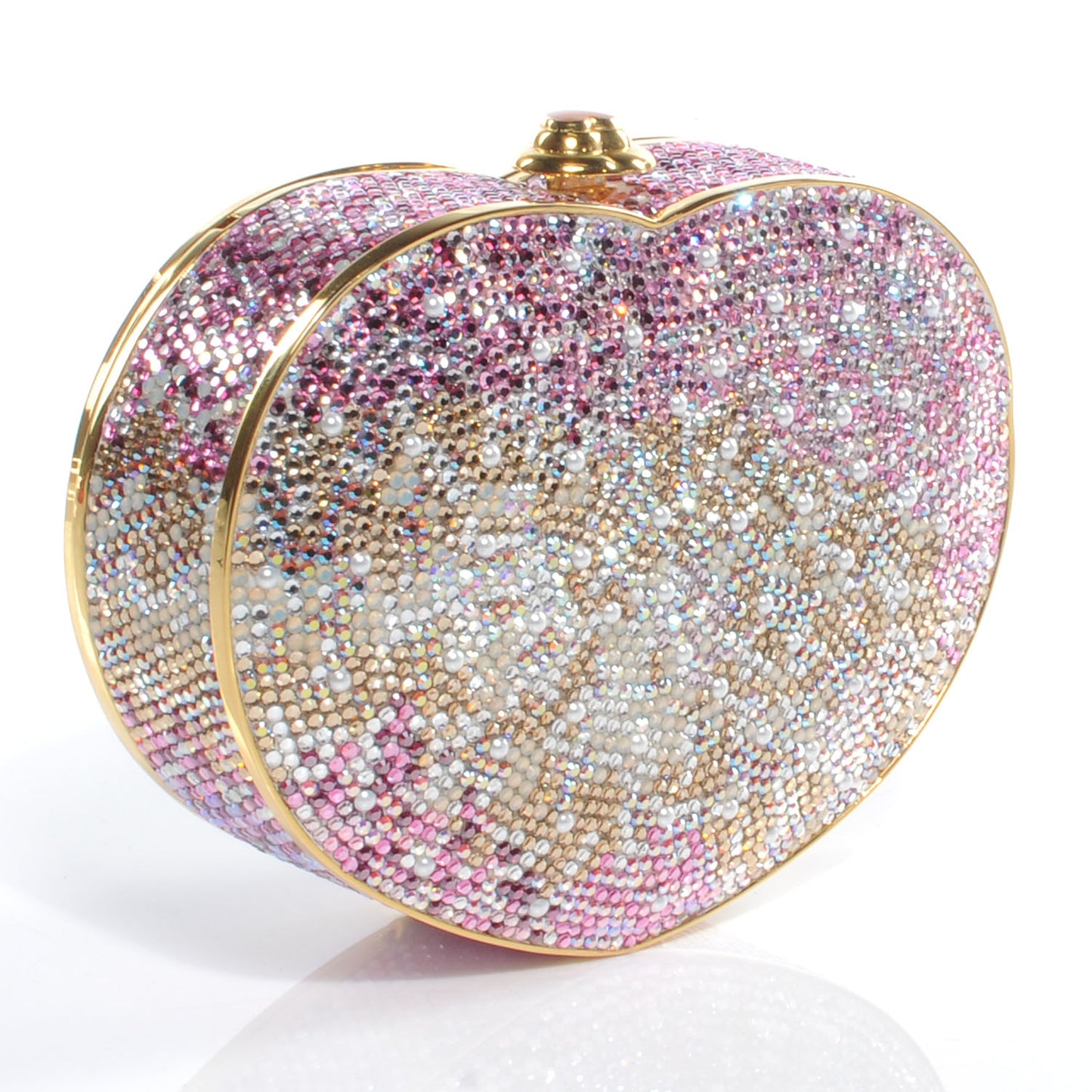 Crystal Heart Minaudiere Clutch Pink
