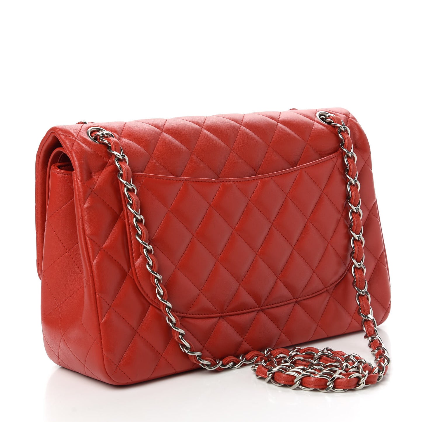 Lambskin Quilted Jumbo Double Flap Red