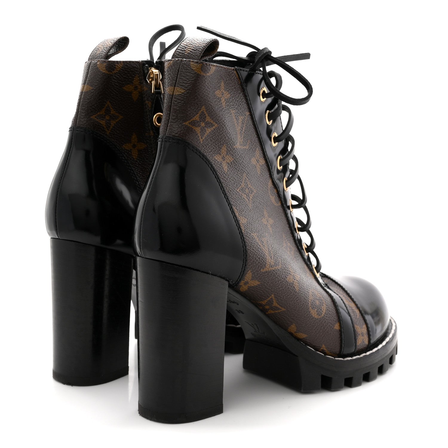 Louis Vuitton Patent Calfskin Monogram Star Trail Ankle Boots 39 Black 5 of 11