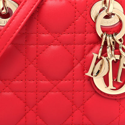 Christian Dior Lambskin Cannage Micro Lady Dior Red 8 of 10