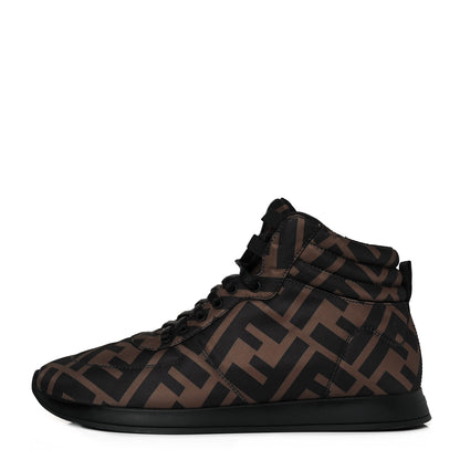 Fendi Nylon FF Reloaded High Top Sneakers 39 Tobacco Black 1 of 9