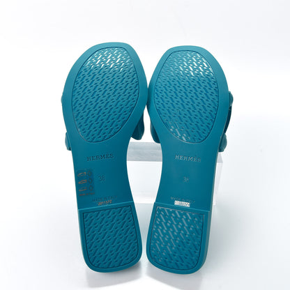 Hermes Rubber Aloha Sandals 38 Bleu Vif 7 of 9