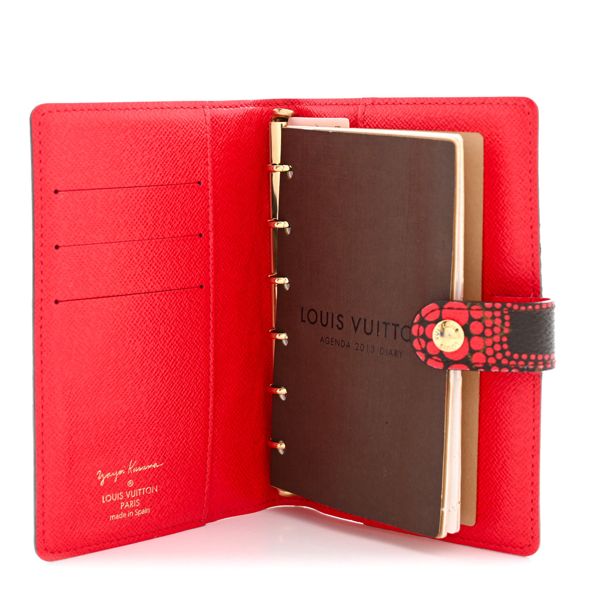 Louis Vuitton Monogram Kusama Town Small Ring Agenda Cover Red 5 of 8