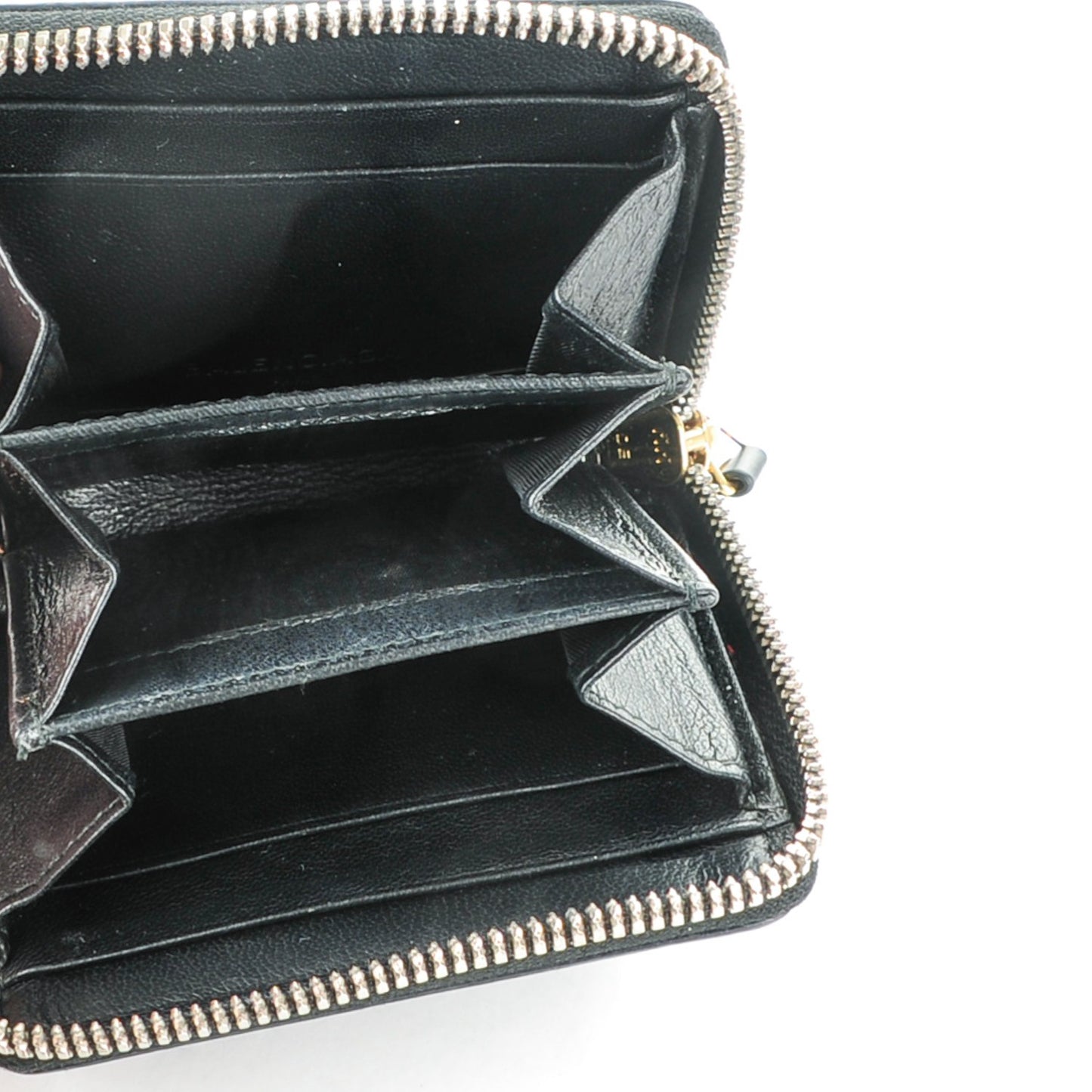 Calfskin Zip Card Wallet Black