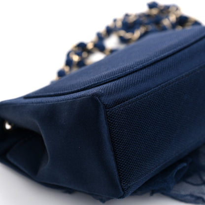 Chanel Satin Mesh Camellia Flap Navy Blue 9 of 12