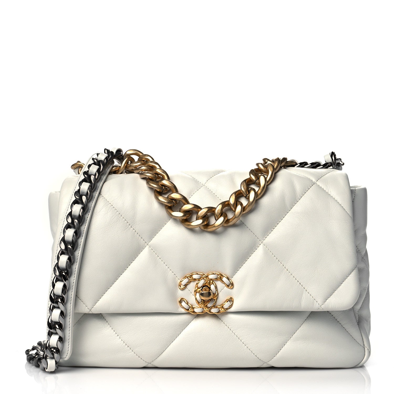 Chanel Goatskin Quilted Large Chanel 19 Flap White 1 of 10