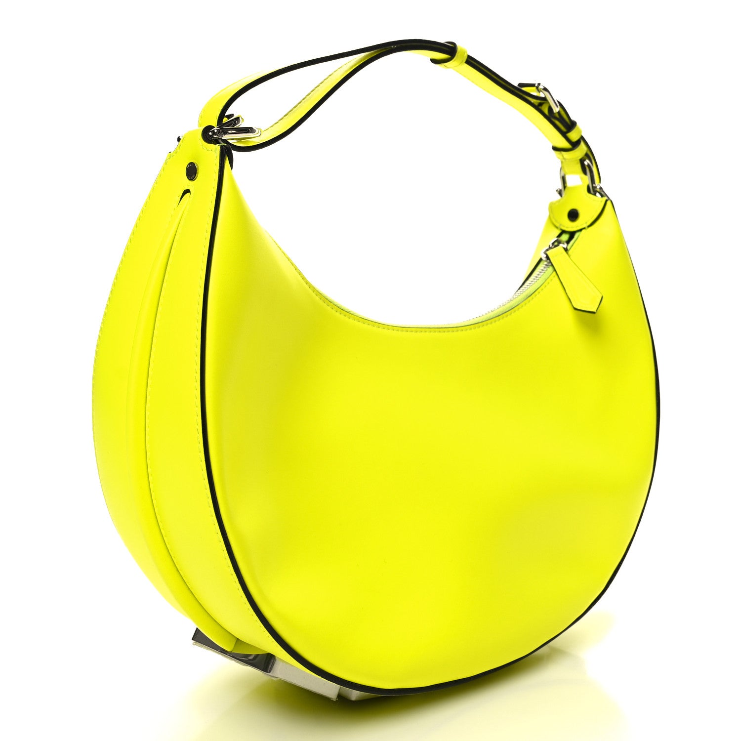Fendi Vitello Grace Matte Small Fendigraphy Hobo Bag Neon Yellow 3 of 11