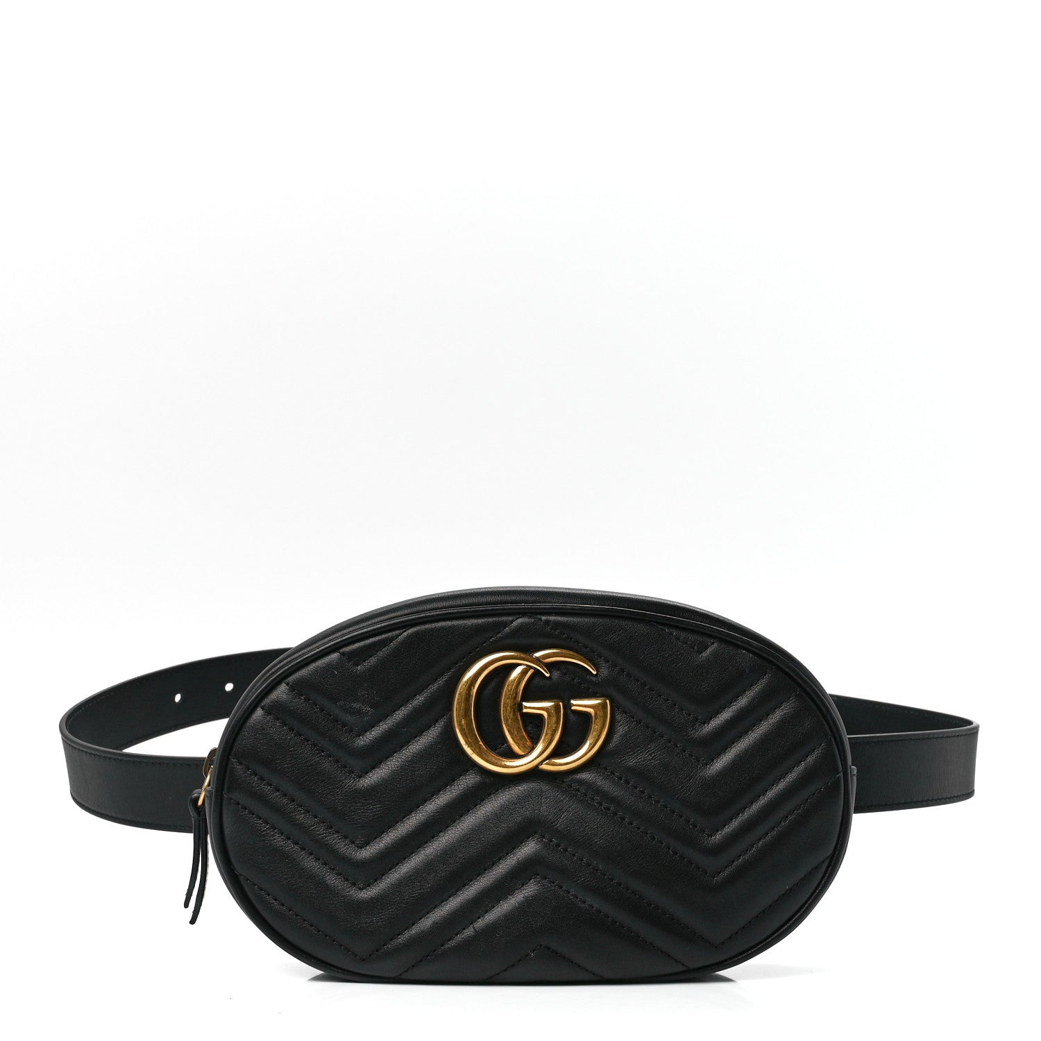 Gucci Calfskin Matelasse GG Marmont Belt Bag 85 34 Black 1 of 14