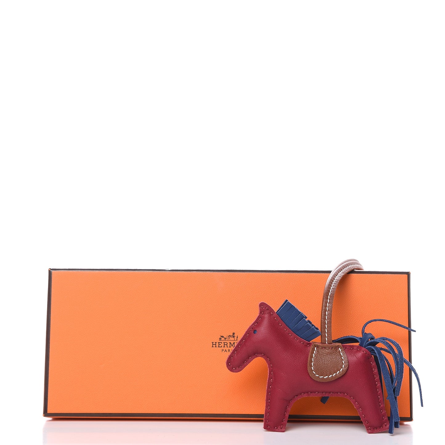 Milo Lambskin Grigri Rodeo Horse Bag Charm PM Bleu de Malte Rubis Fauve