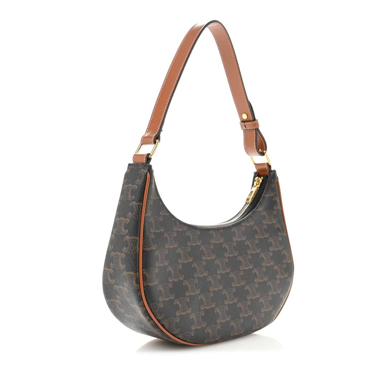 Triomphe Canvas Calfskin Ava Shoulder Bag Tan