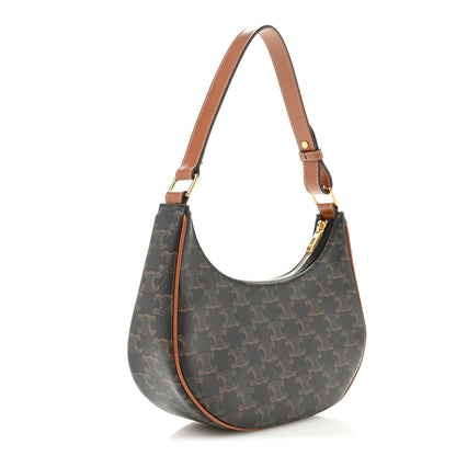 Celine Triomphe Canvas Calfskin Ava Shoulder Bag Tan 3 of 12