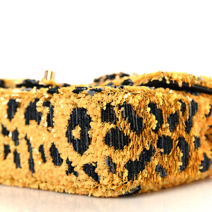 Chanel Sequin Mixed Fibers Leopard Print Mini Rectangular Flap Black Orange 17 of 21