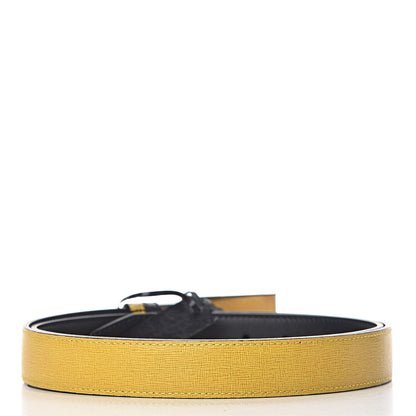 Fendi Vitello Havana Elite Monster Eyes Buckle Reversible Belt Yellow Black 5 of 9