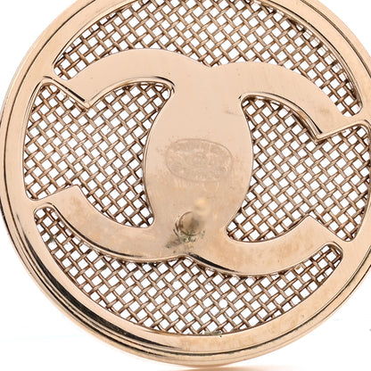 Chanel Metal Mesh Circle CC Earrings Gold 5 of 6