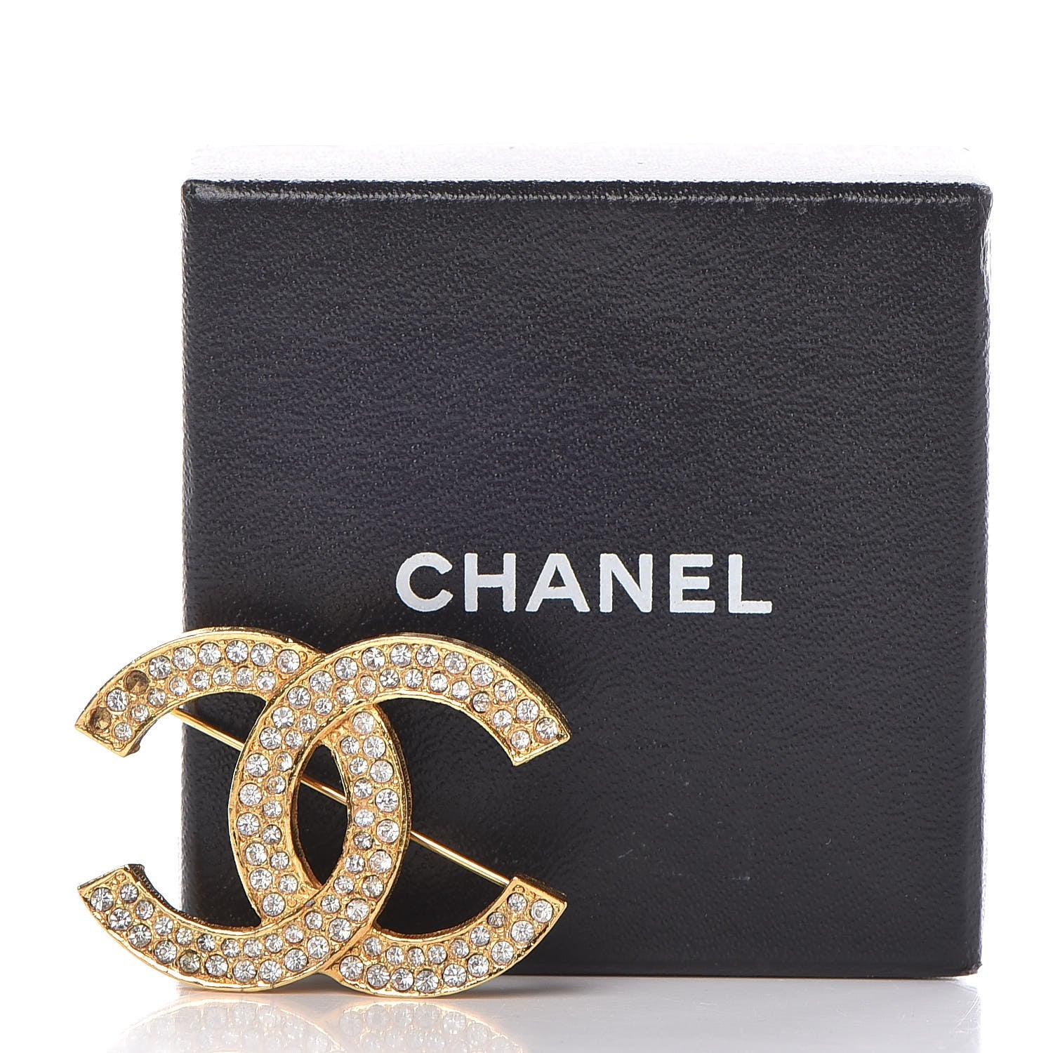 Chanel Crystal CC Brooch Gold 5 of 5