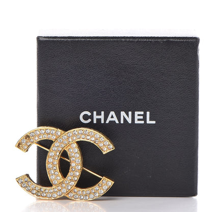 Chanel Crystal CC Brooch Gold 5 of 5