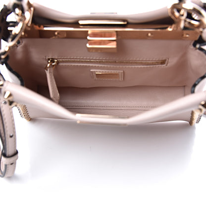 Fendi Vitello Seta Shiny Nappa Scalloped Studded Mini Peekaboo Iconic Satchel Soap 5 of 10