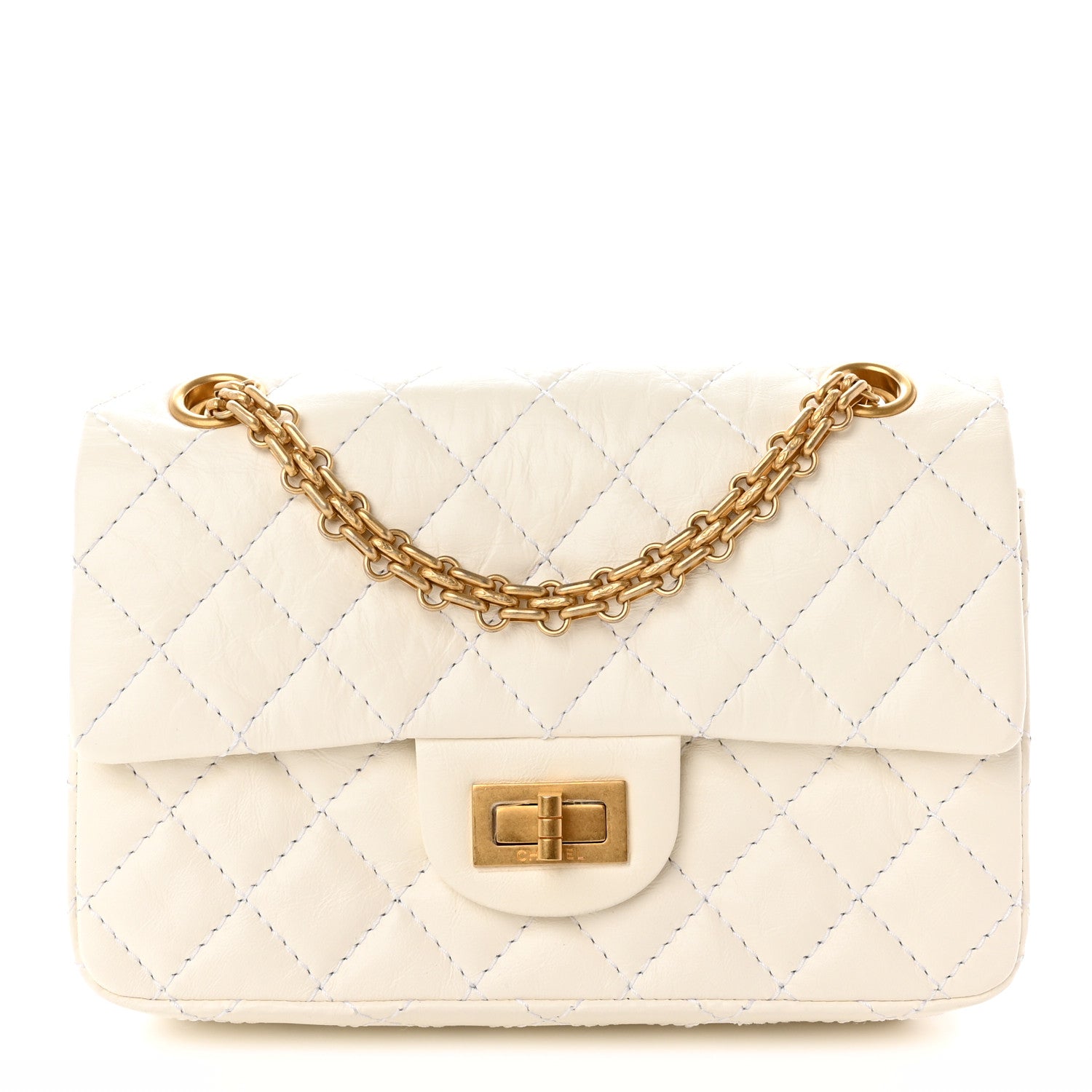 Chanel Aged Calfskin Quilted 2.55 Reissue Mini Flap White 1 of 12